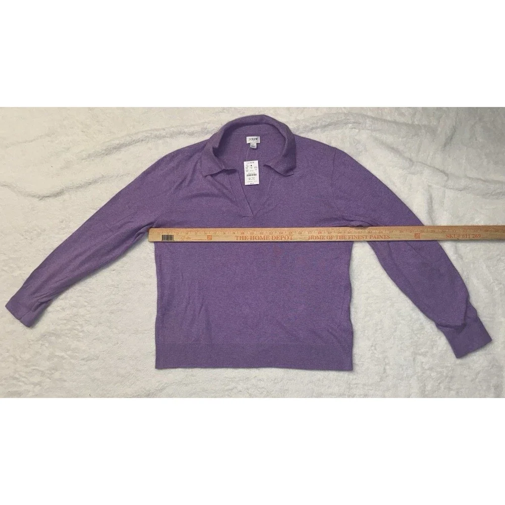 NWT J Crew Collared Cotton Long-Sleeve Sweater Purple Size Large